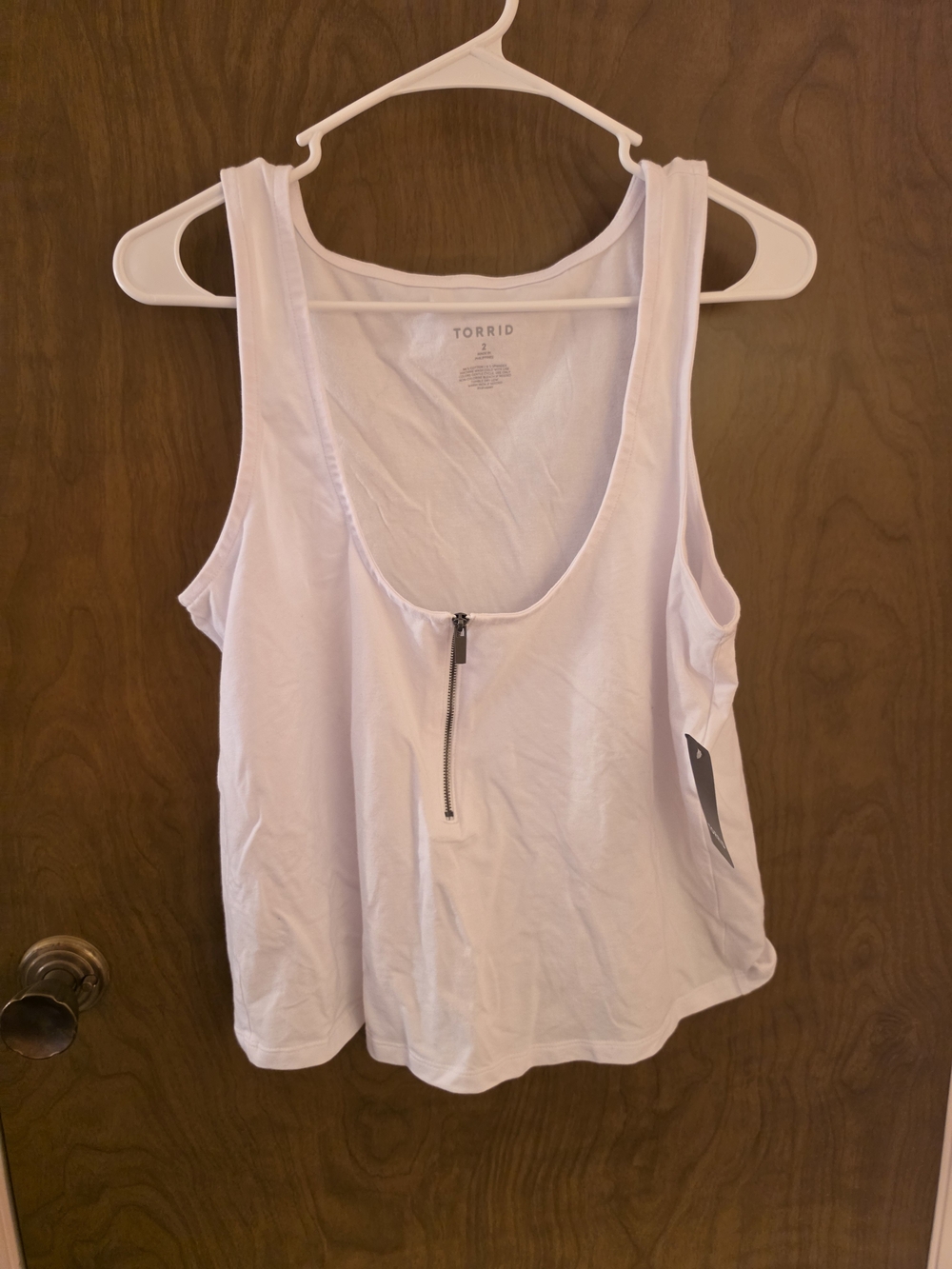 torrid White Zip-Front Scoop Tank 2X